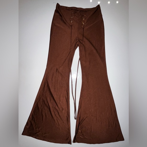 Brown Laced Flared Pants - Picture 1 of 3